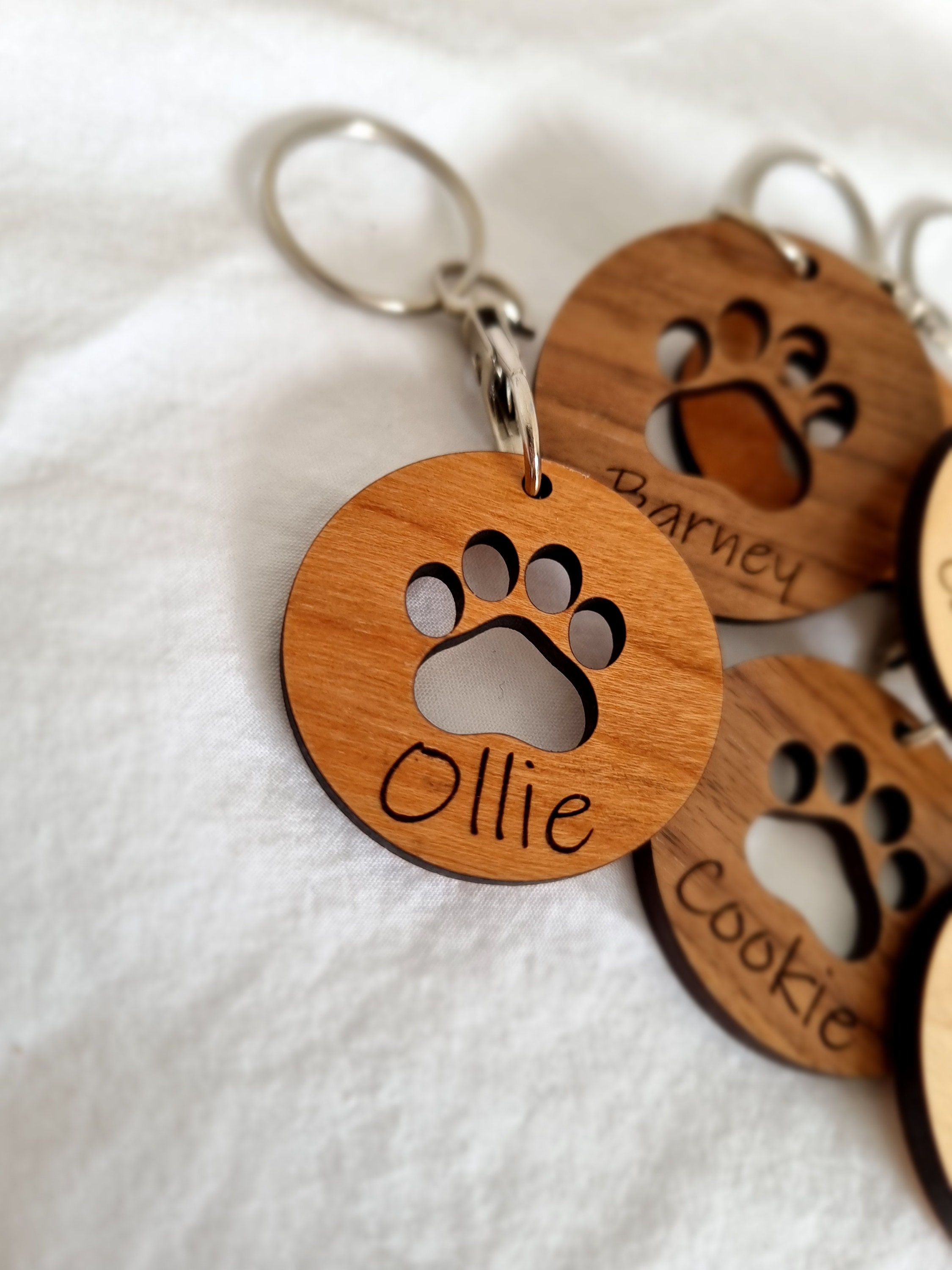 Paw Print Keyring Personalised Keyring Dog Name Paw Print Etsy