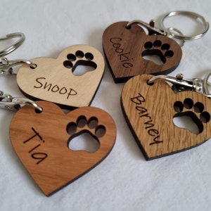 Liefde hart pootafdruk sleutelhangers - pootafdruk sleutelhanger | Huisdier geheugen charme | Gepersonaliseerde sleutelhanger | Hond sleutelhanger | Gepersonaliseerde hond sleutelhanger