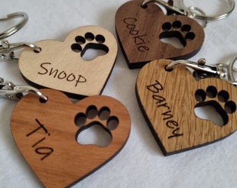 Llaveros con estampado de patas de corazón de amor - Llavero con estampado de patas / Encanto de memoria para mascotas / Llavero personalizado / Llavero para perros / Llavero para perros personalizado