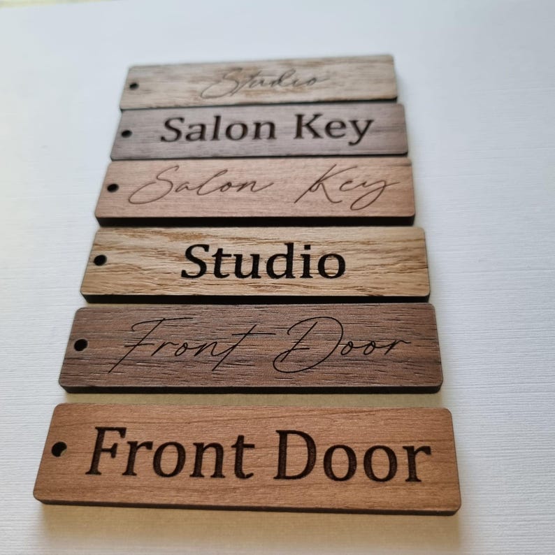 Personalised Wooden Keyring – Custom Oak, Walnut or Cherry – Choice of ...