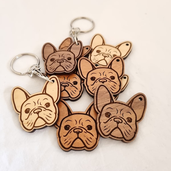 Porte-clés Frenchie - Porte-clés personnalisé pour animaux de compagnie Bouledogue français | Charme de mémoire Animal de compagnie | Porte-clés tête de chien | Cadeau de perte d'animal de compagnie | Porte-clés Visage de chien