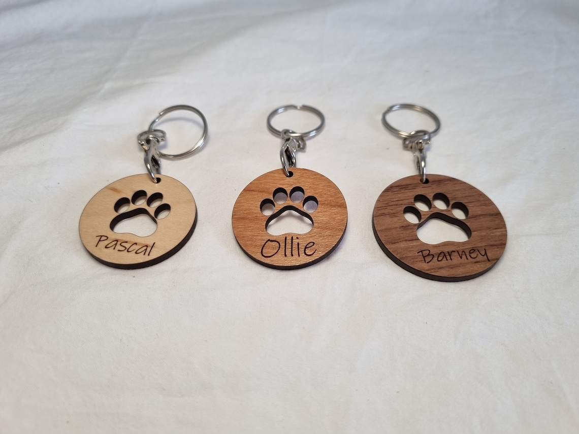 Paw Print Keyring Personalised Keyring Dog Name Paw Print - Etsy
