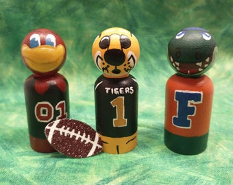 Mascotte de poupées peintes à la main : Floride, Mizzou, Caroline, Clemson, Boston, État de Caroline du Nord