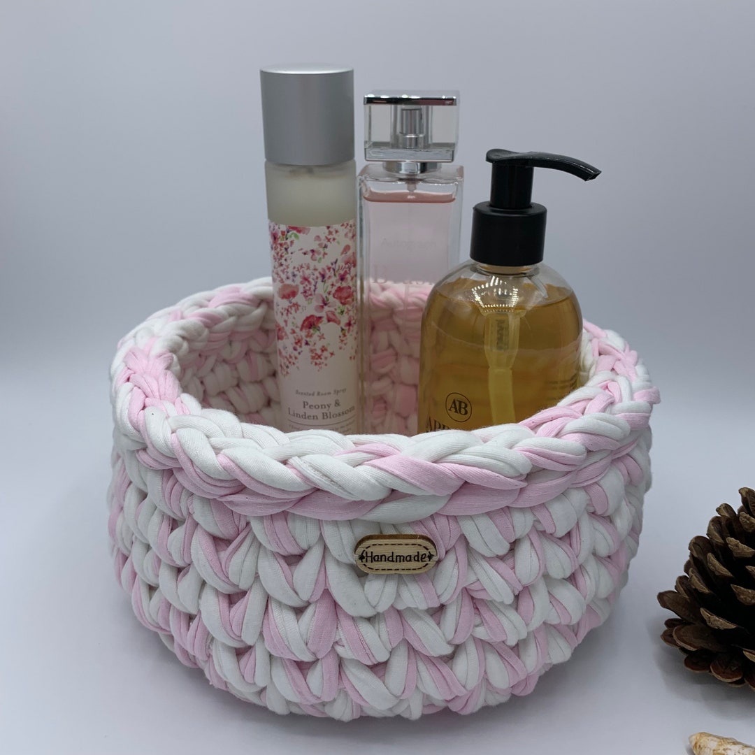 Bathroom Storage Basket Pink Storage Basket Bedroom Storage Etsy