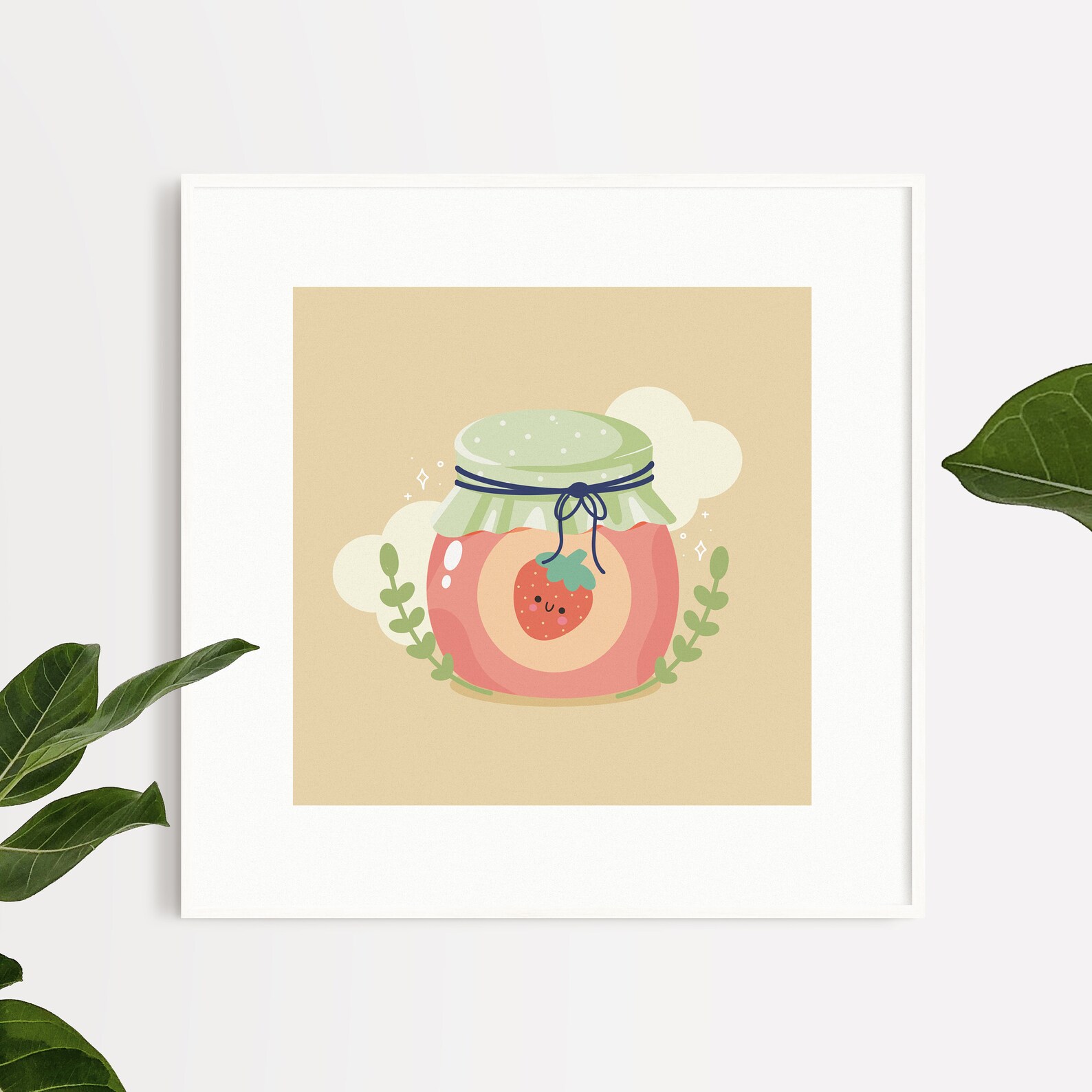 Cute Strawberry Jam Art Print Kawaii Food Art Print Food Etsy