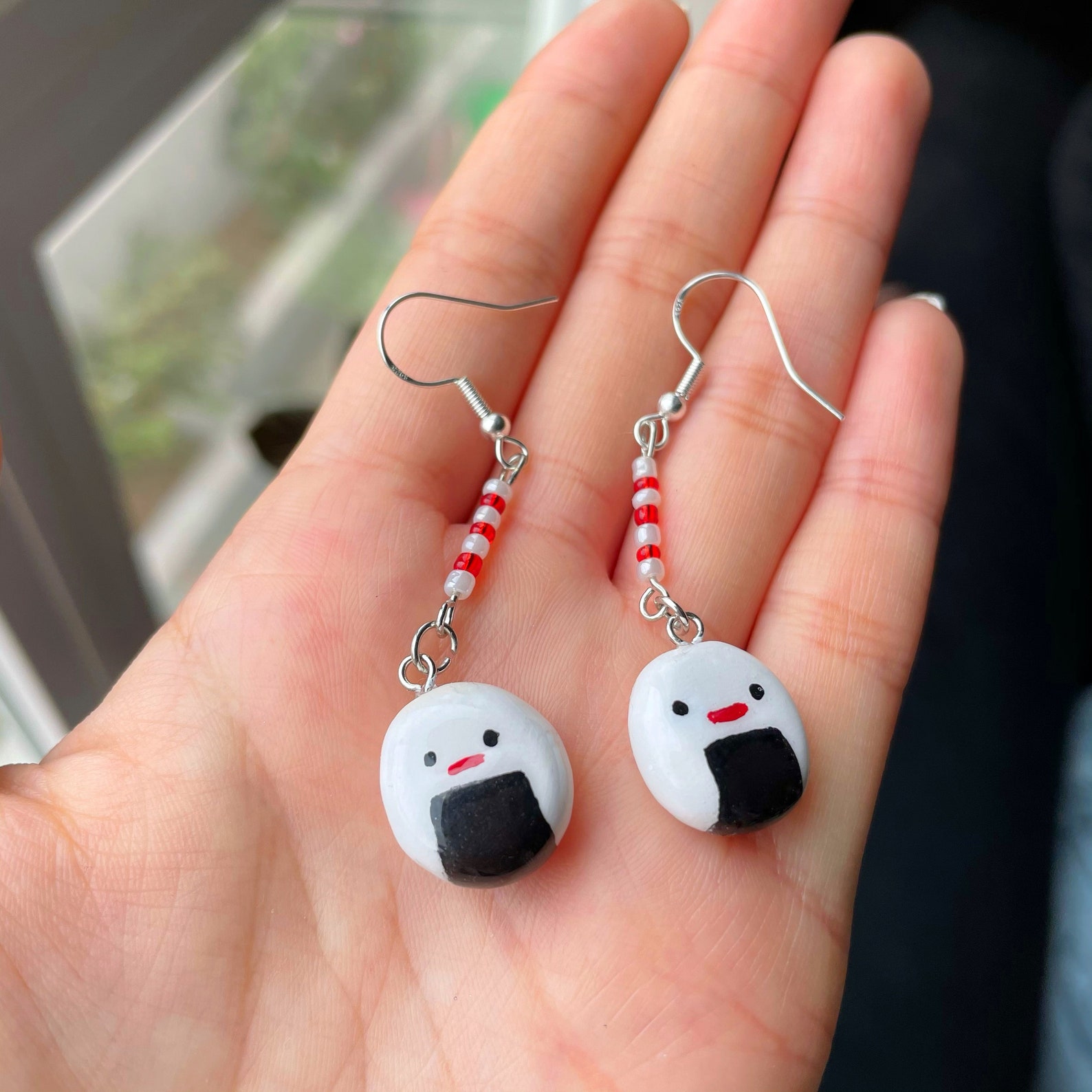 Cute Onigiri Polymer Clay Earrings Cute food earrings | Etsy