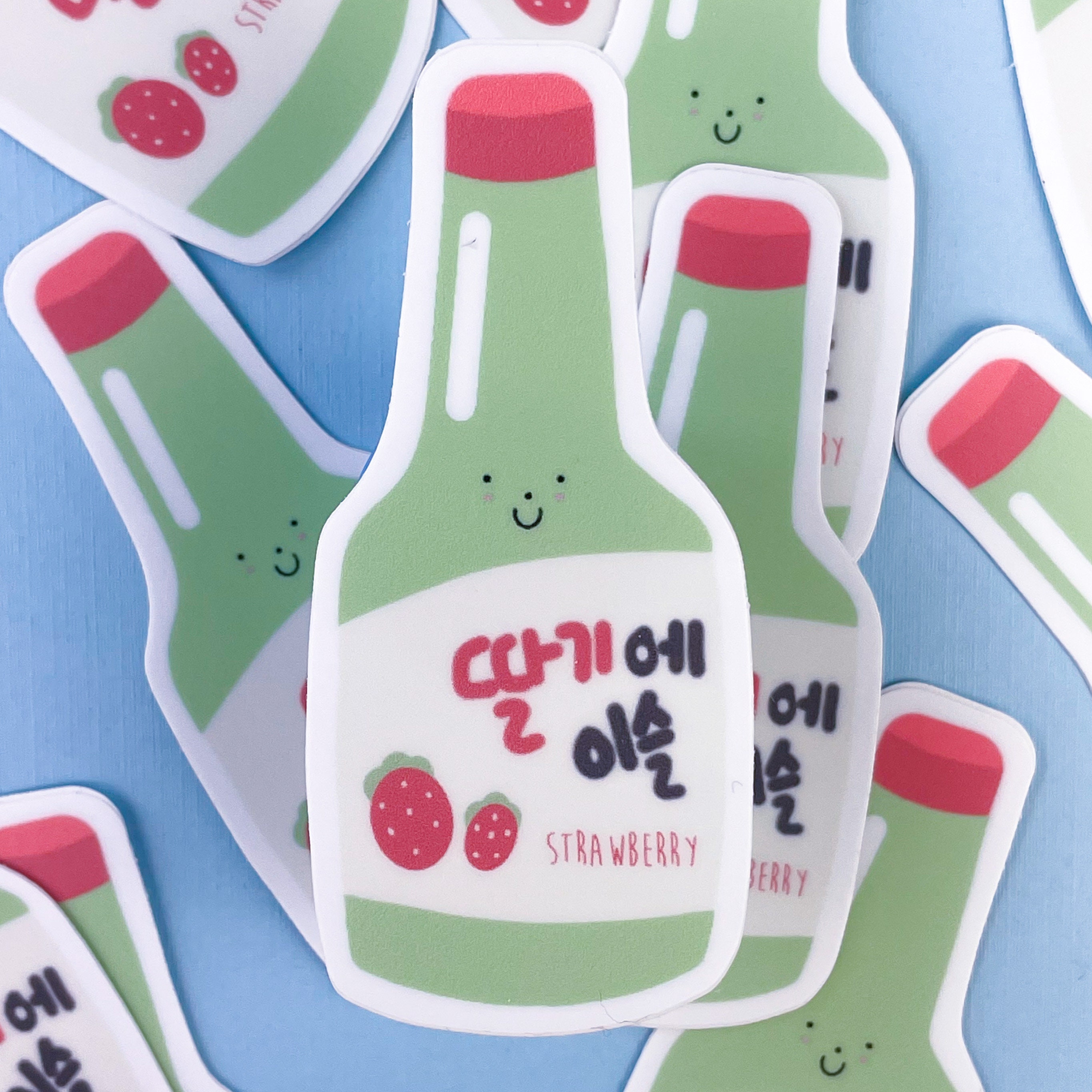 Kawaii Strawberry Soju Sticker Soju bottle sticker Korean | Etsy