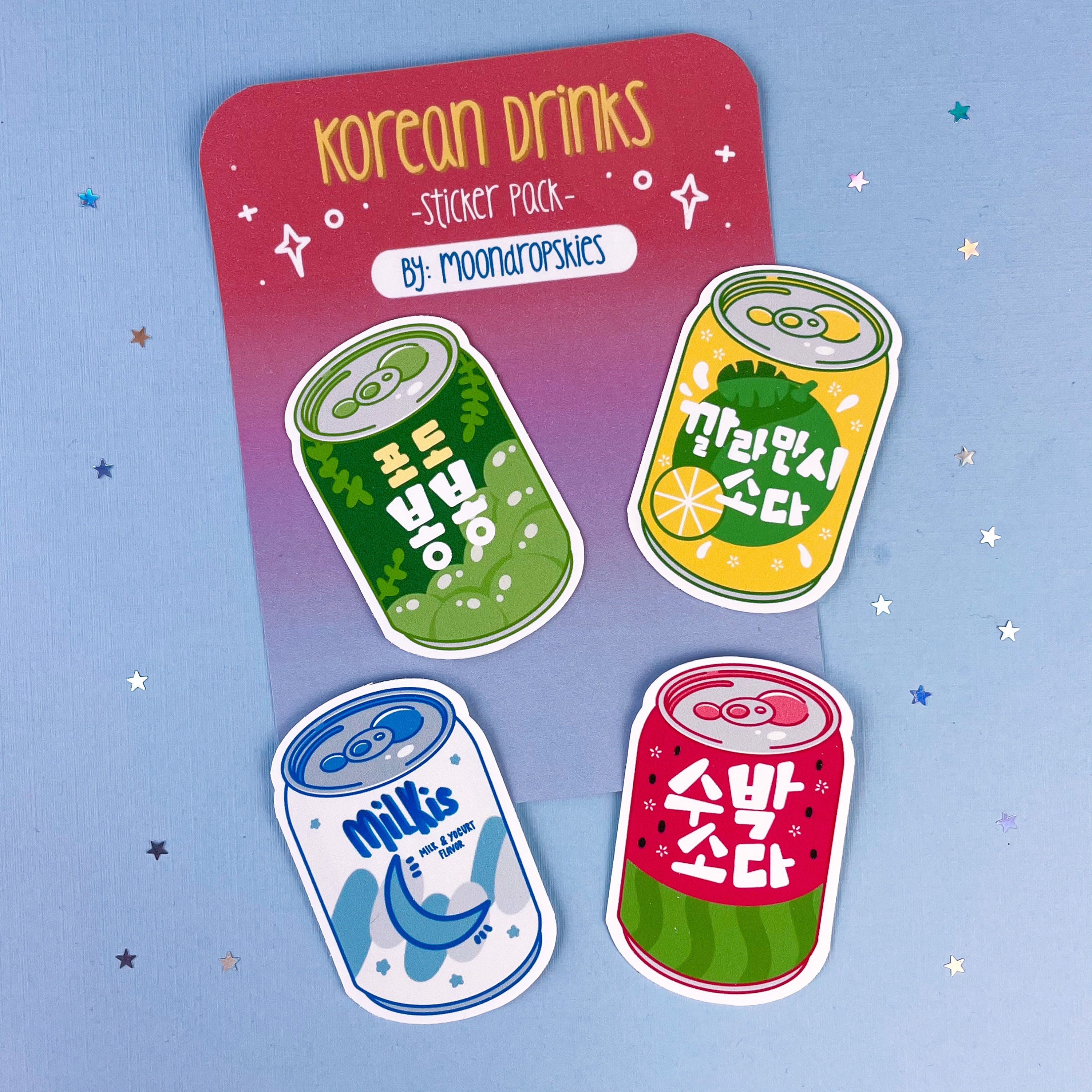 Cute Korean Drinks Sticker Pack Cute Asian Drinks Kawaii Etsy