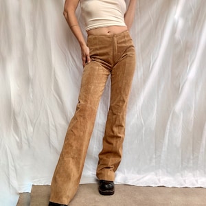 90s Y2k Soft Leather Flare Pants Western Biker Americana