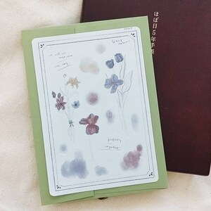 Folha de adesivos de flores com efeito aquarela estético transparente, flor selvagem, folha de adesivos de flores, folha de adesivos de flores vintage, cor básica
