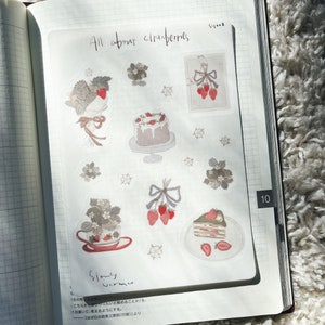 transparent Strawberry lover sticker sheet, aesthetic strawberry sticker, bujo sticker sheet, planner sticker sheet, bullet journaling
