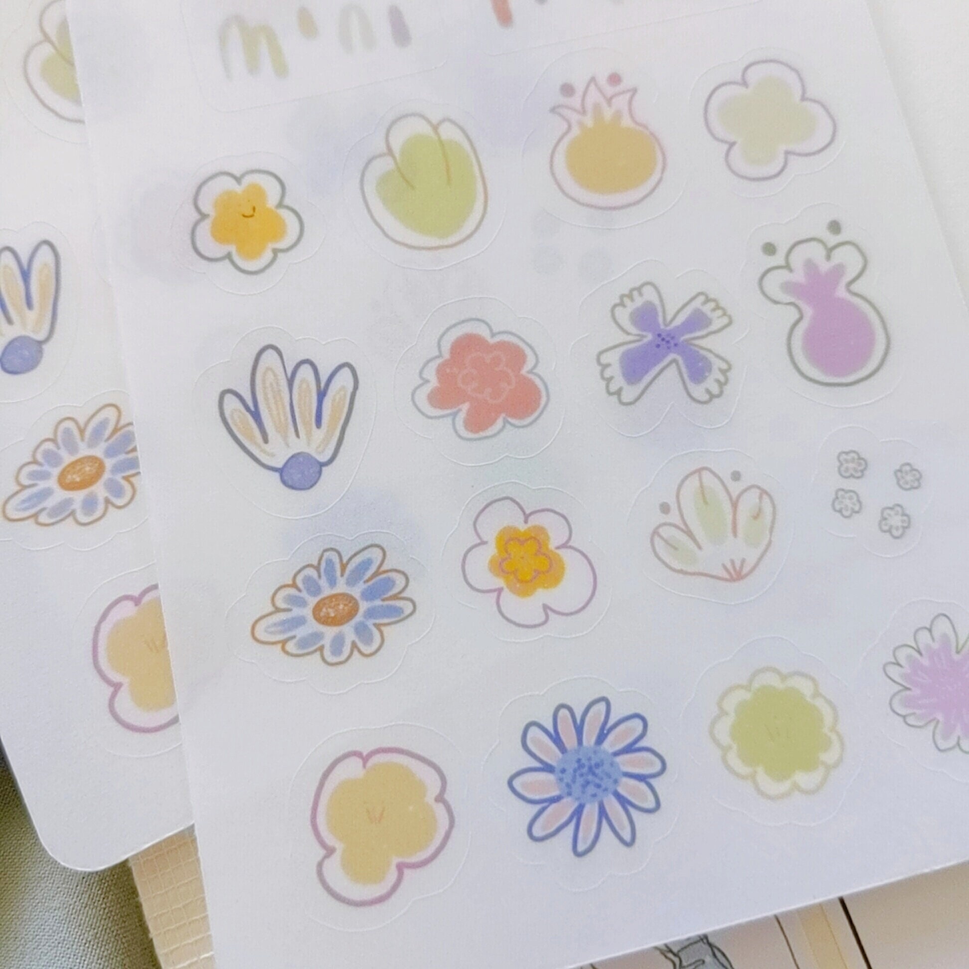 2 sheets cute flower sticker sheetaesthetic stickerbujo etsy