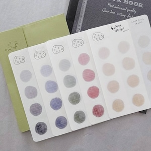 transparent basic color palette sticker sheet, grid dot sticker sheet, aesthetic watercolor, bujo sticker sheet, bullet journaling, planner