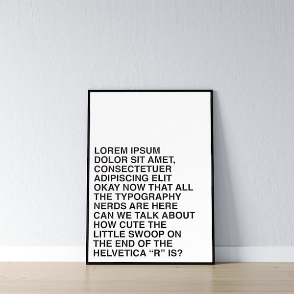 Helvetica Typography Poster, Digital Download, Lorem Ipsum, Typeface Wall Decor Art, Funny Aesthetic Print, 16"×20", 8"×10", 4"×5"