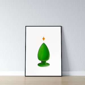Christmas Tree Butt Plug, Starry Ass, Digital Download, Holiday Style Wall Decor, Stipple Aesthetic Art Print, Printable Poster