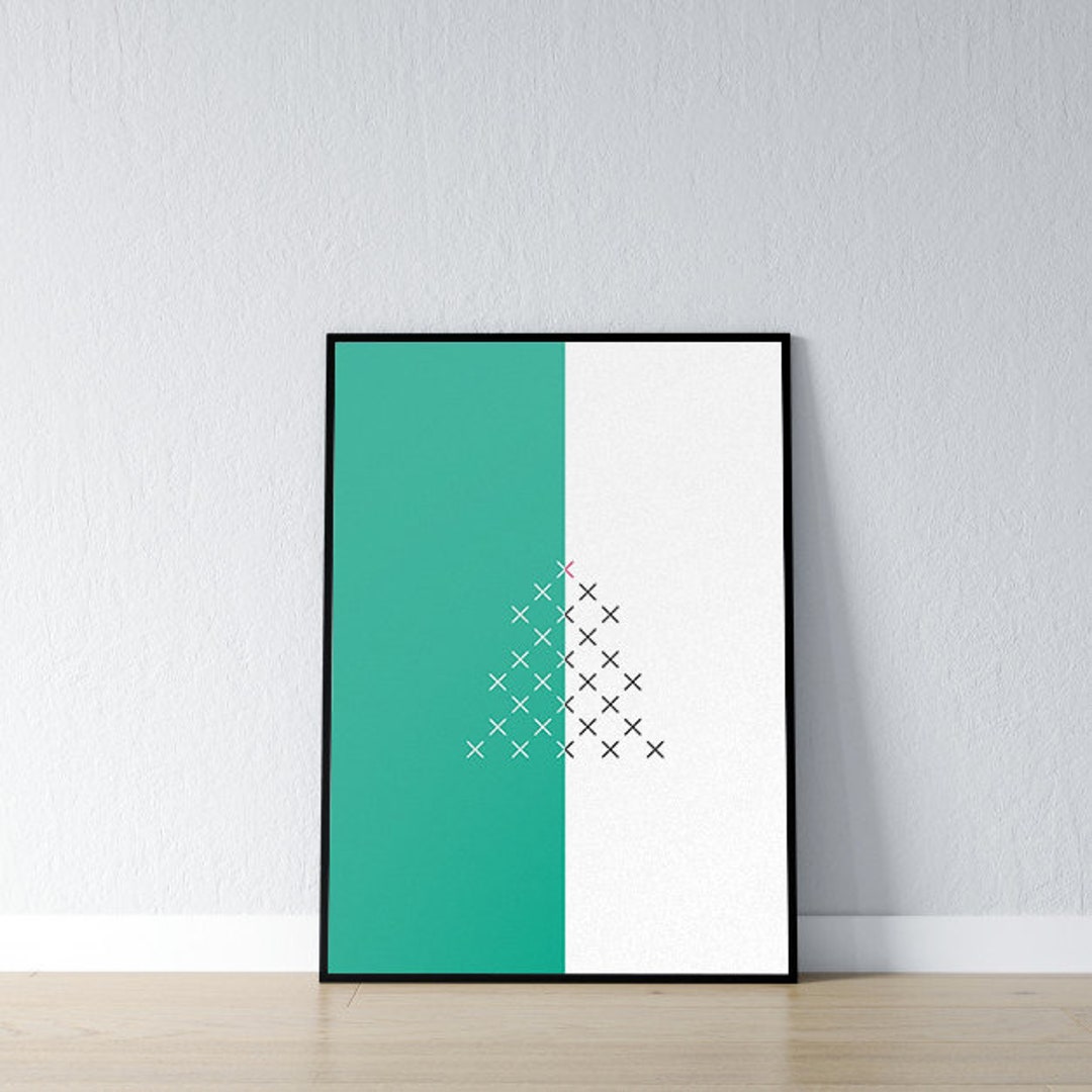 Neon XO Tree, Digital Download, Diptych Christmas Wall Decoration, Modern Art