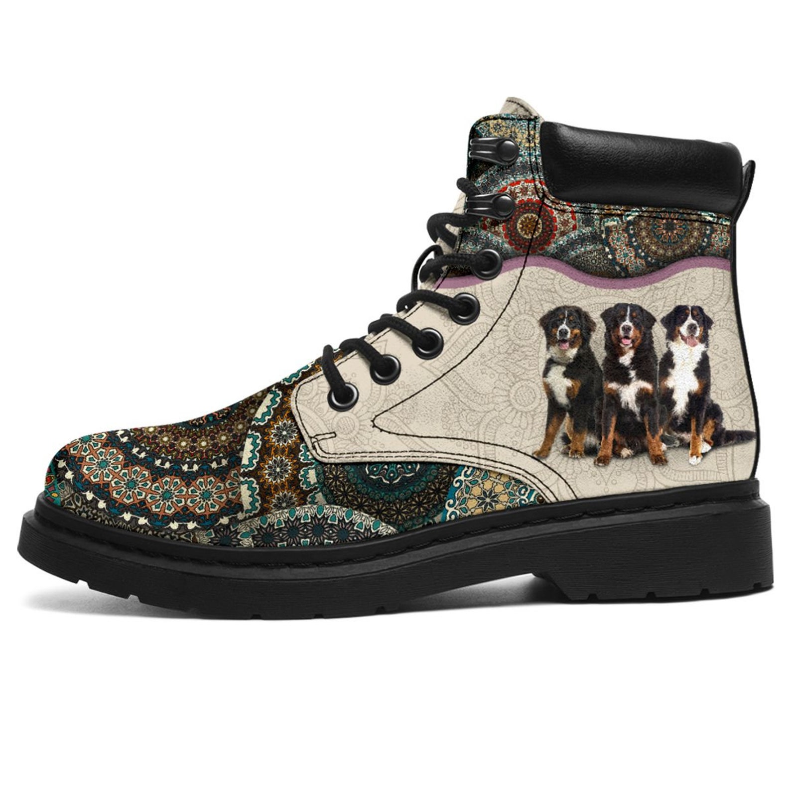 Bernese Mountain Dog Boots Mandala Classic Boot Hiking Boots Etsy