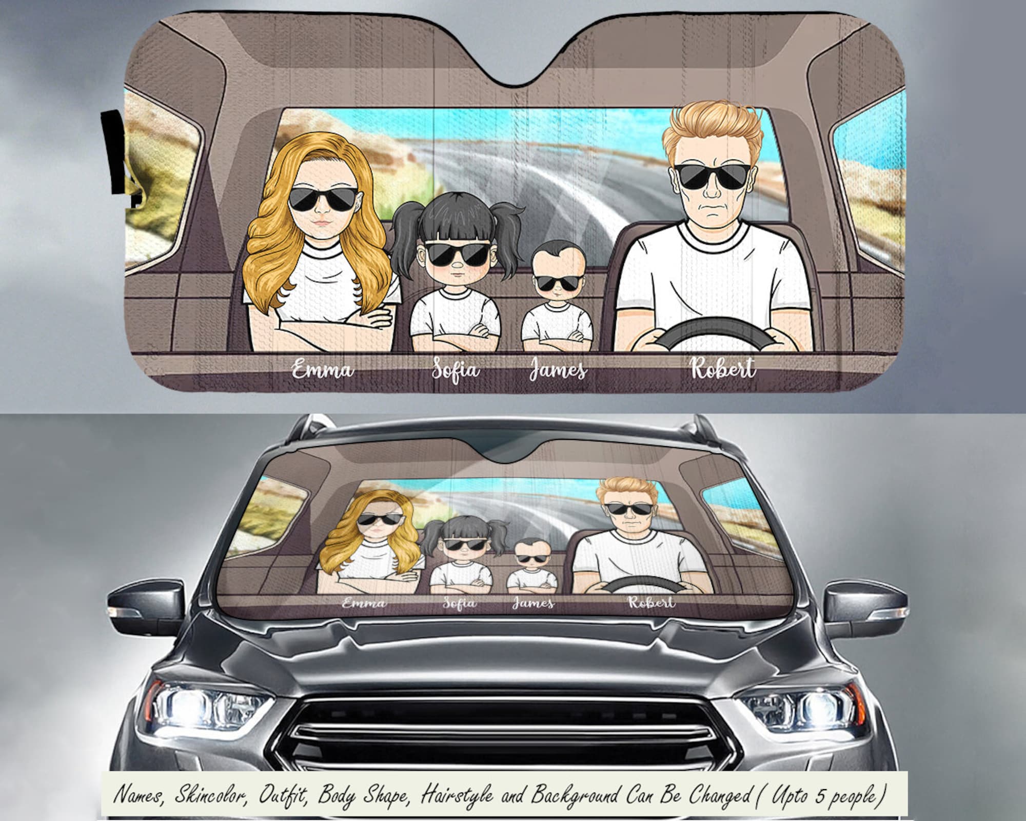 Father's Day Gift, Happy Family Trip - Auto Sun Shade Windshield Sunshade
