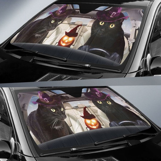 Disover Black Cat Halloween Auto Sun Shade Car