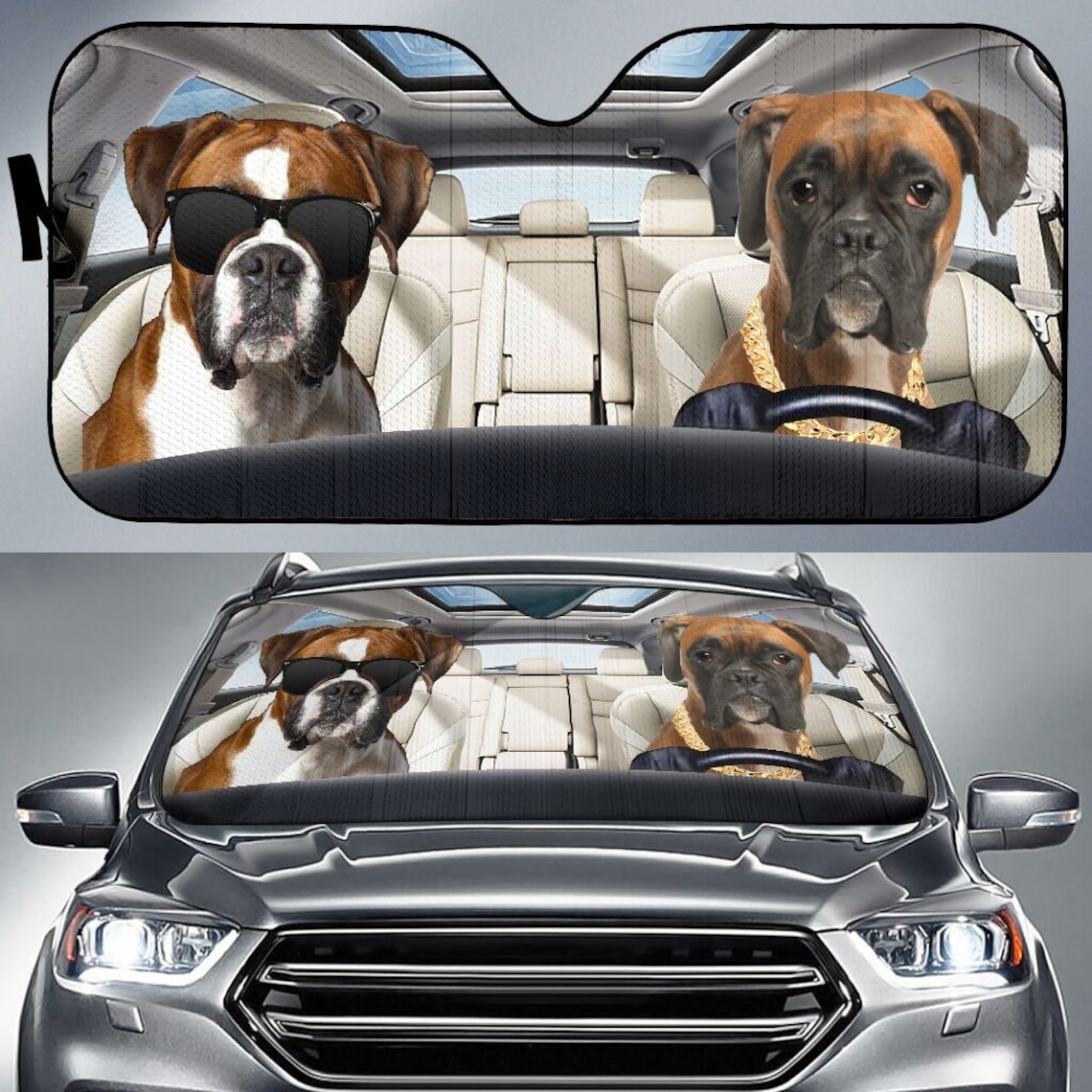 Dog Boxer Auto Sun Shade Car Accessories Windshield Etsy