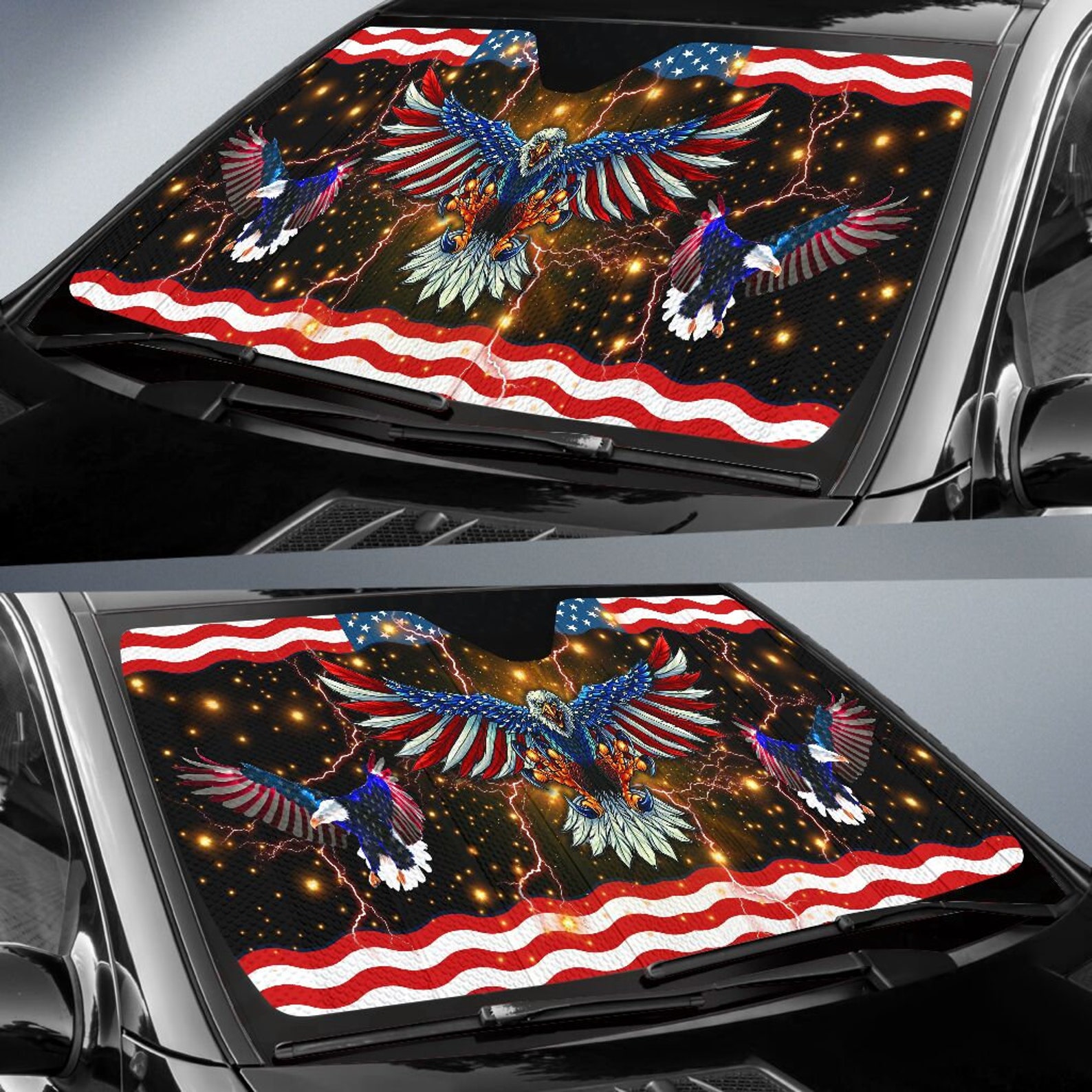 Eagle American Flag Auto Sun Shade Windshield Sunshade Etsy