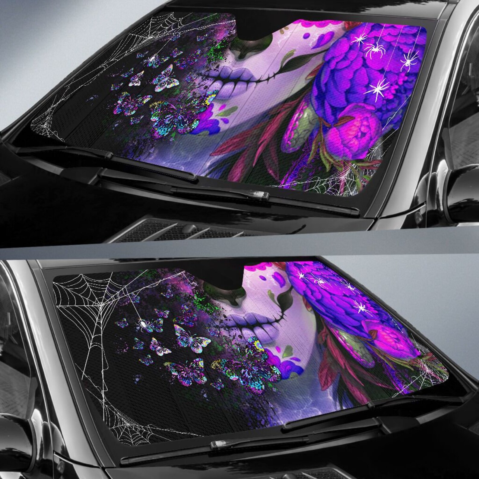 Skull Auto Sun Shade Personalized Sunshade Windshield Etsy