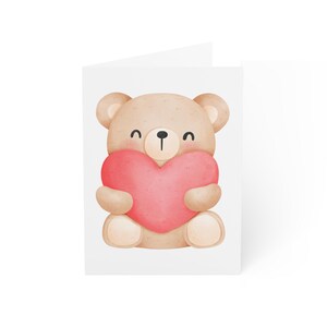 Valentine&#39;s Day Card, Blank card, bear holding a heart