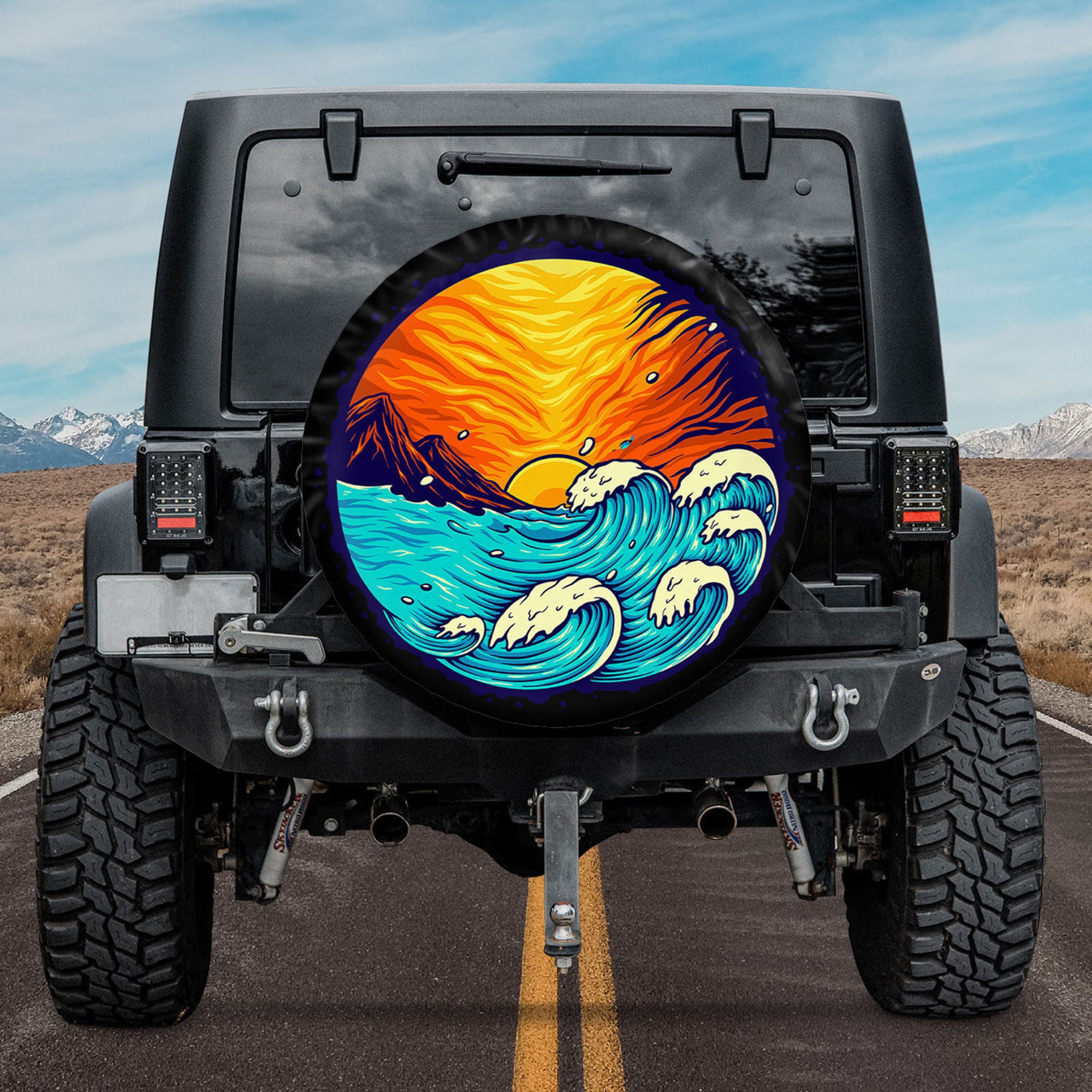 Discover Spare Tire Covers For Campers, Summer Beach Landscape Spare Tire Cover With Or Without Backup Camera Hole