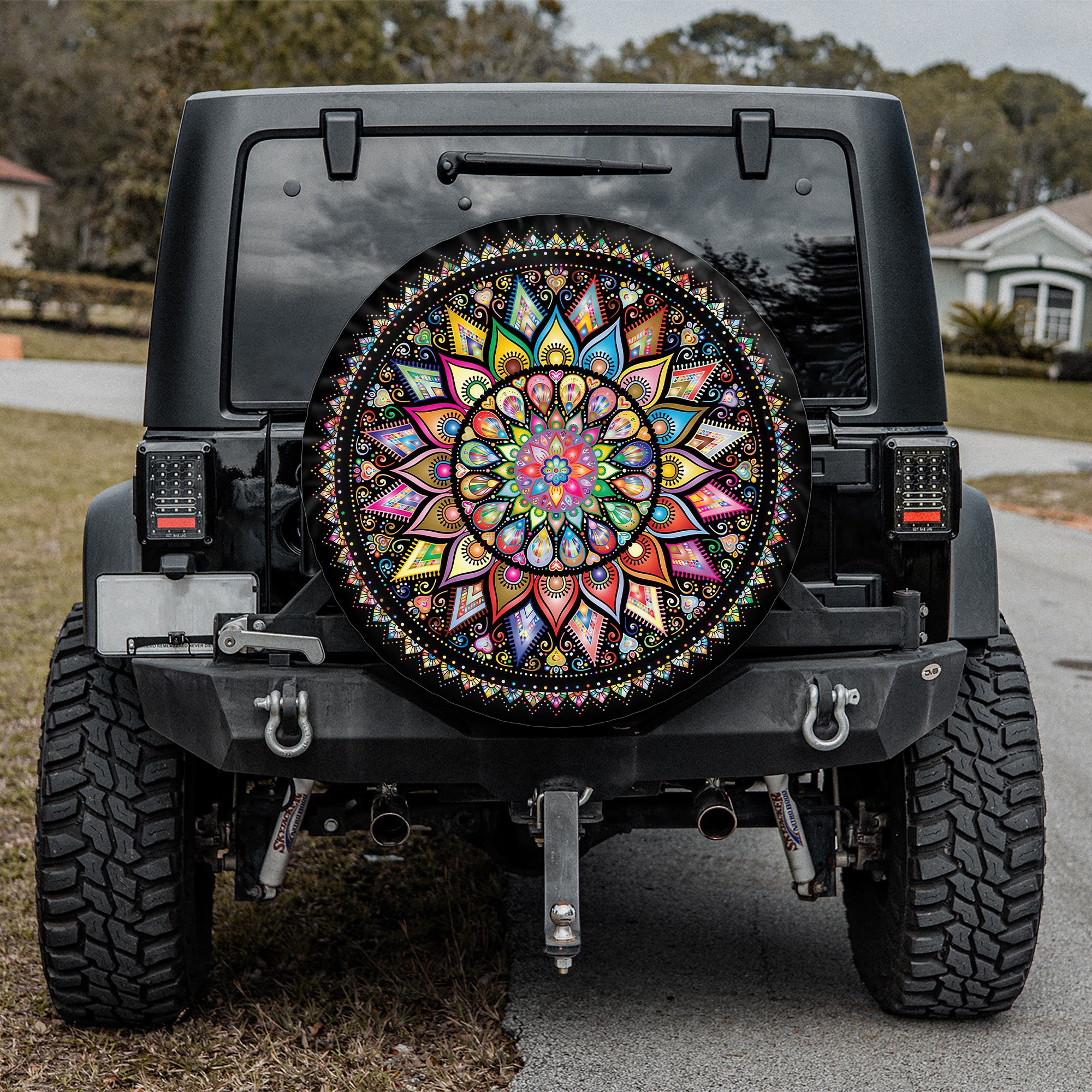 Discover RV Spare Tire Covers, Geometric Colorful Mandala Spare Tire Cover