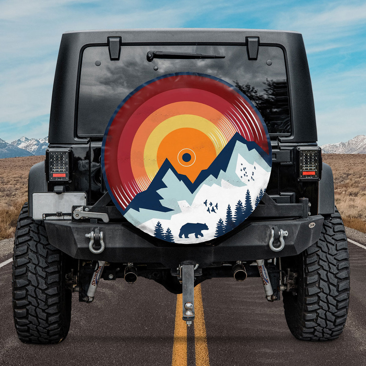 RV Spare Tire Covers, Mountain Vinyl Records Spare Tire Cover With Or