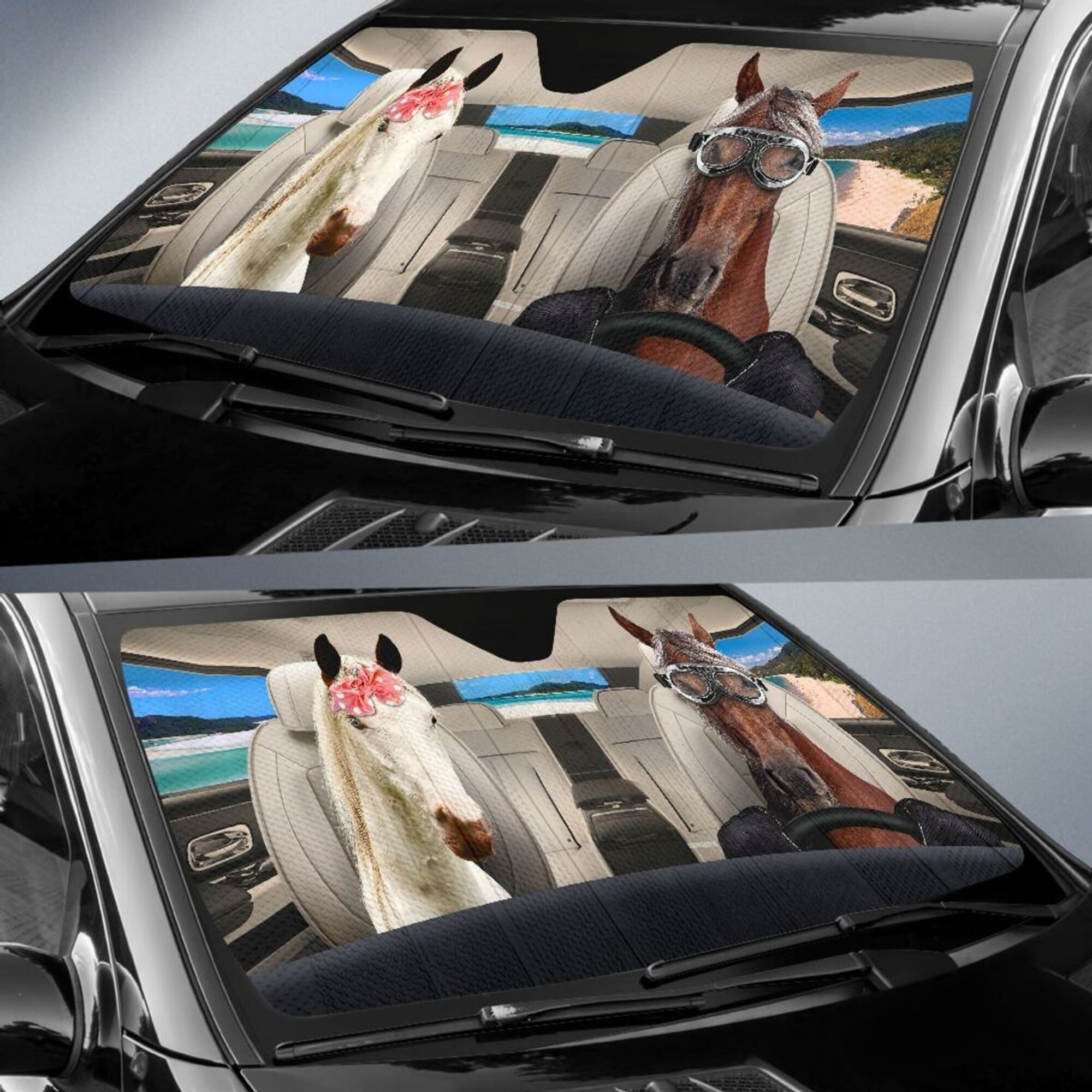Horse Safe Driver Auto Sun Shade Car Accessories, Personalized Sunshade