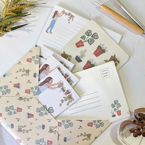 Crazy Plant Lady Letter Writing Set. Note paper, stationery, pen pal set, stationary