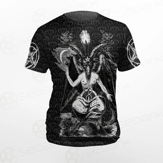 Baphomet Inverted Cross Allover Printed T-shirt Satanic - Etsy