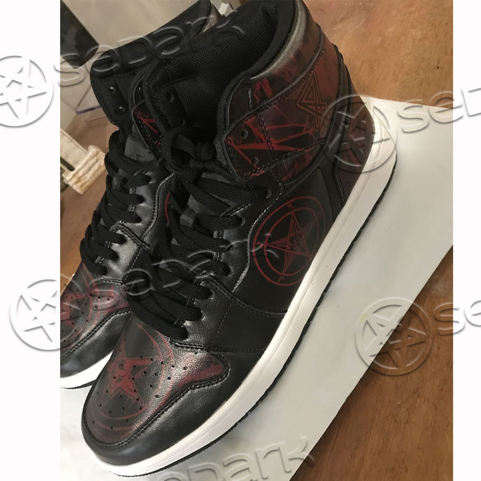satanic nike shoes with blood