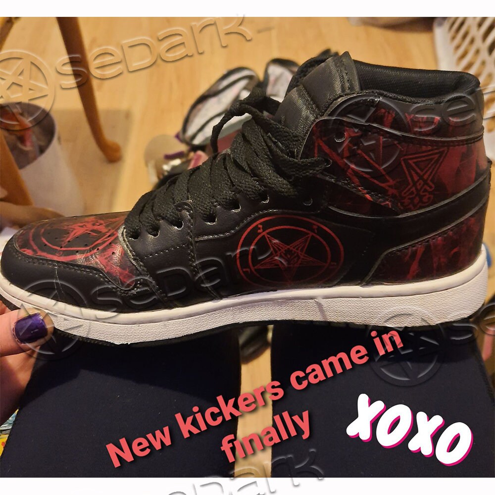 Trending Now Low-top Sneakers Personal order Design Shoes Satanic Sneakers BAPHOMET 666 Custom sneakers Black shoes Keds Vans