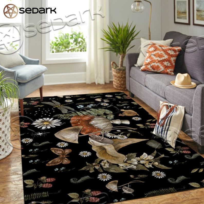 Vintage Mushroom Cottagecore Witch Area Rug Housewarming Etsy