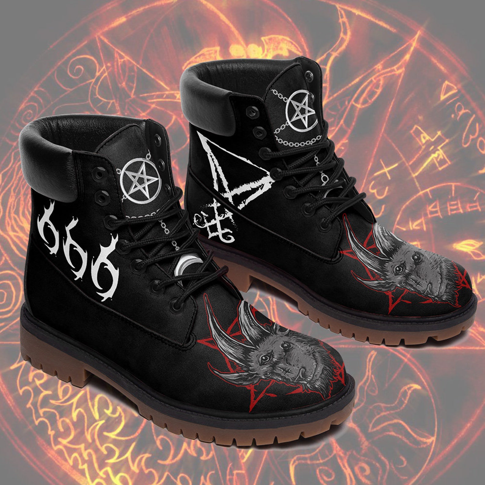 Satan Shoes Satanic Boots Gift for Him Personalized Boots Etsy