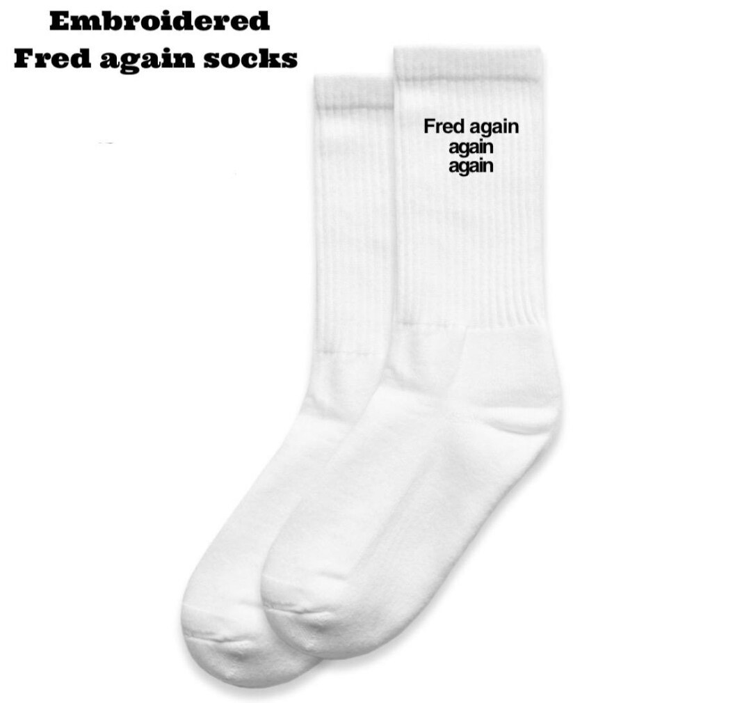 ミュージシャン fred again socks Fred Again Embroidered Socks, Fred Again Again, Embroidered Socks