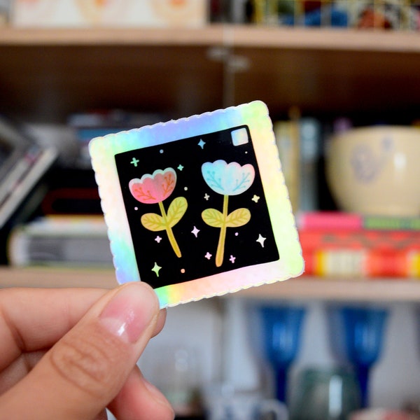 Seconds Sale! Holographic Floral Stamp Sticker