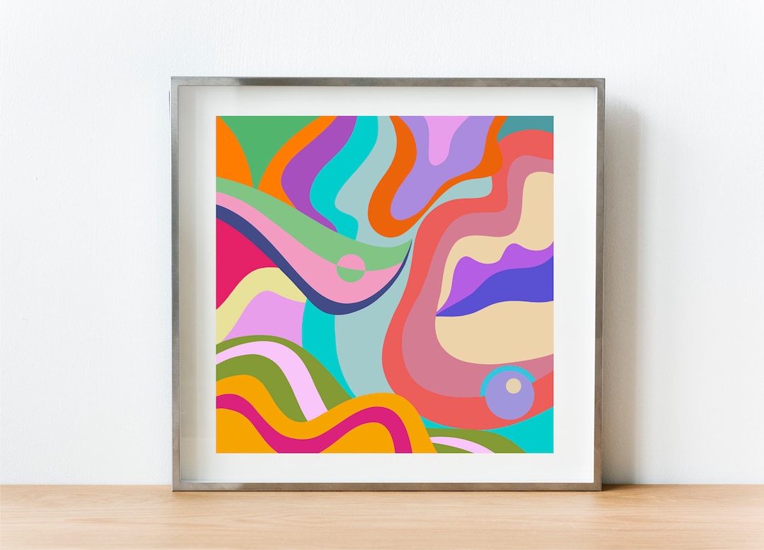 Abstract Colorful Art Print Groovy 70s Wall Hanging - Etsy