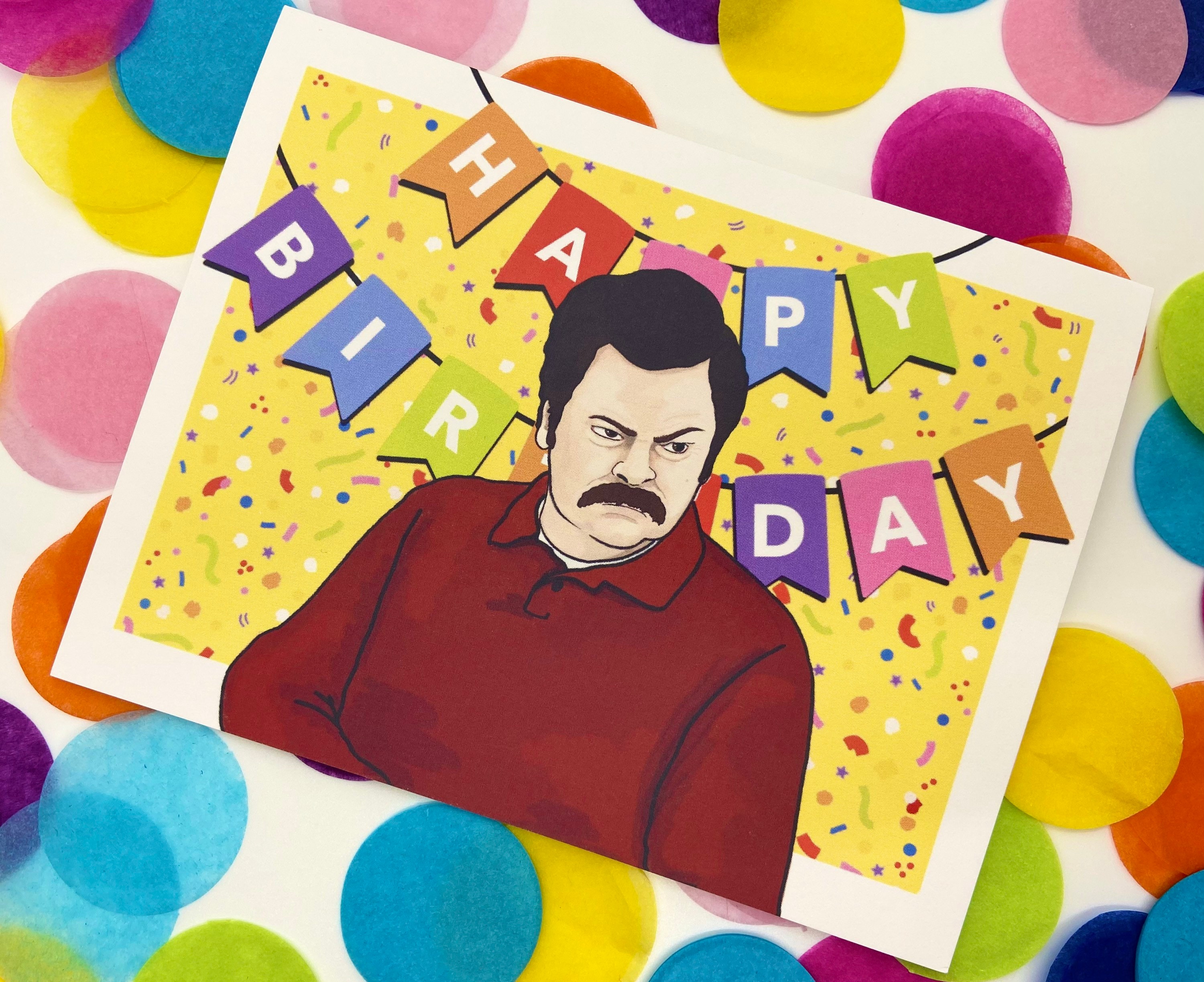 Ron Swanson Parks And Recreation Birthday Card Etsy