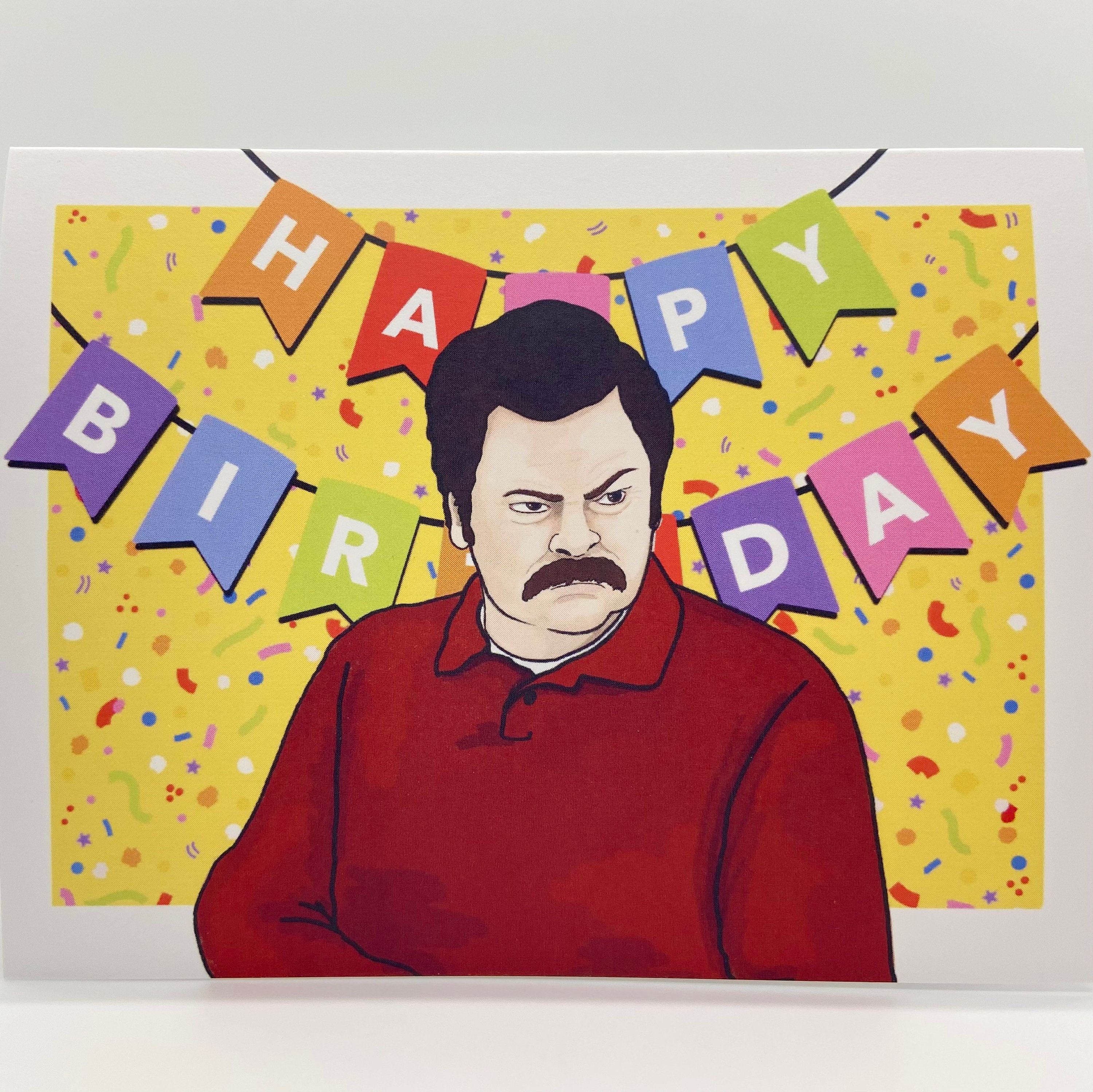 Ron Swanson Parks And Recreation Birthday Card Etsy