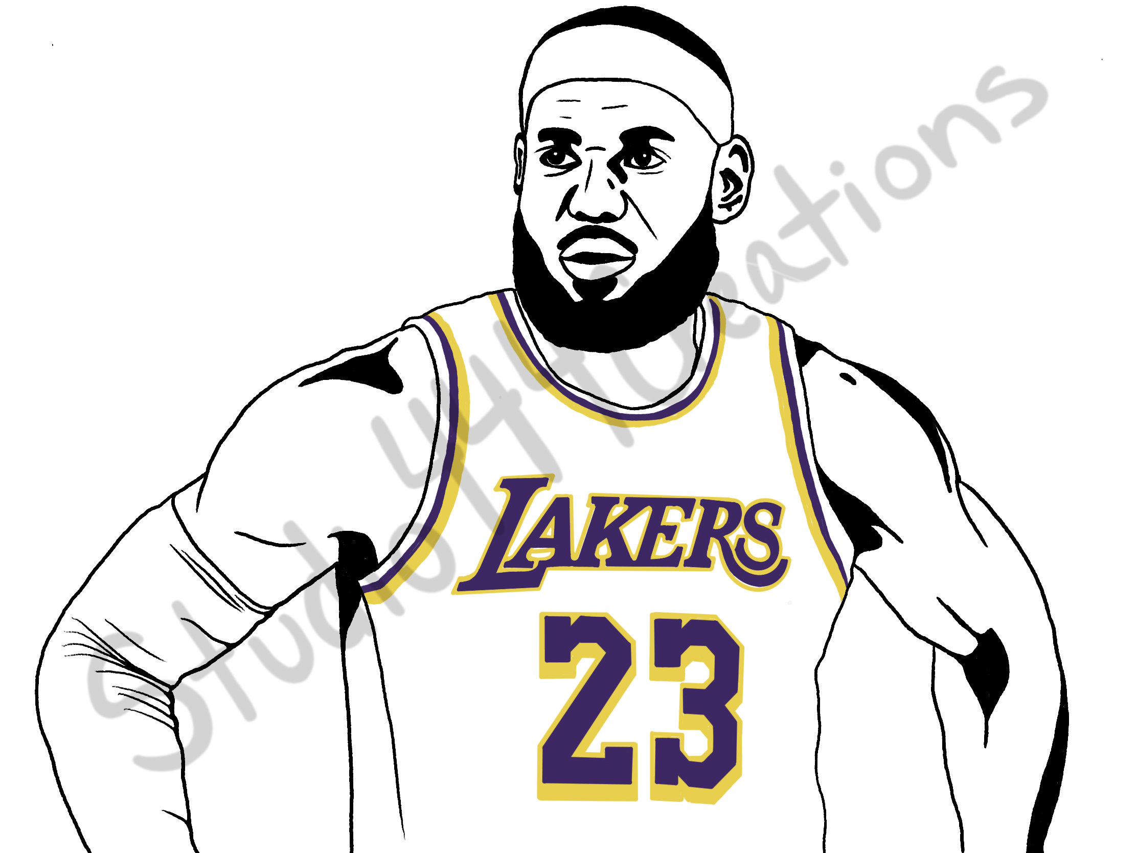 Dibujo Lebron James Dibujo A Lápiz 8x10 Impresión México | 