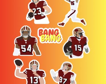 49ers Bang Bang Niner Gang Aufkleber | Fußball Fan Aufkleber | Rot & Gold Sport Aufkleber