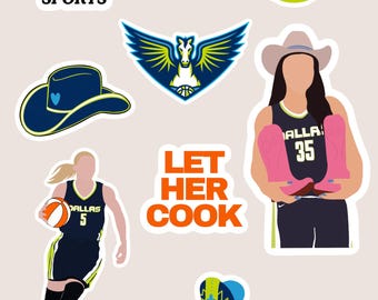 Dallas Wings WNBA Aufkleber Set | Basketball-Aufkleber für Frauen | Laptop, Scrapbook & Planner Stickers |