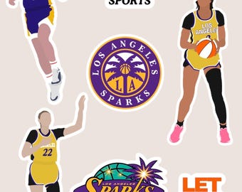 Los Angeles Sparks WNBA Aufkleber Set | Basketball-Aufkleber für Frauen | Laptop, Scrapbook & Planner Stickers |