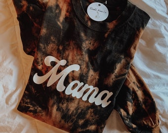 Reverse Tye Dye Mama Tee | Black Tye Dye | mama T-shirt | fall T-shirt | Fall Tee | mama | breastfeeding | Mami | Tye dye long sleeve