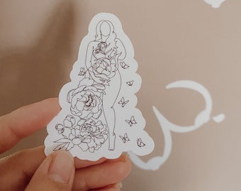 Flowers and Butterflies Mother Line Art Sticker | Mother to Be | Motherhood Sticker | Breastfeeding Mother Sticker | Pregnancy