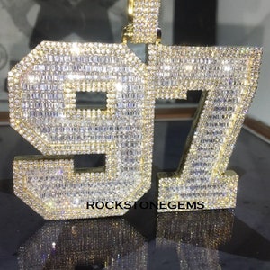 Pingente de diamante hiphop feito sob encomenda em prata esterlina 925 Baguette personalizada @Rockstonegems