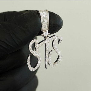 Custom Any 2 Letters 925 Sterling Silver Made To Order Hiphop Diamond Pendant @Rockstonegems